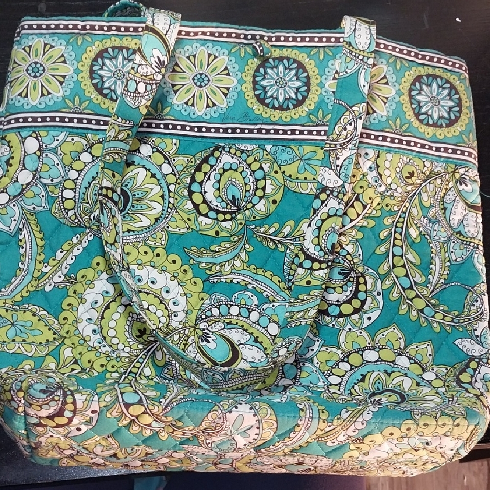 Vera Bradley Teal and Lime Paisley Tote